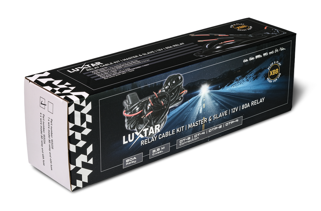 Luxtar Reläkabelsats Master & Slave X 4 | 12V | 80A Relä
