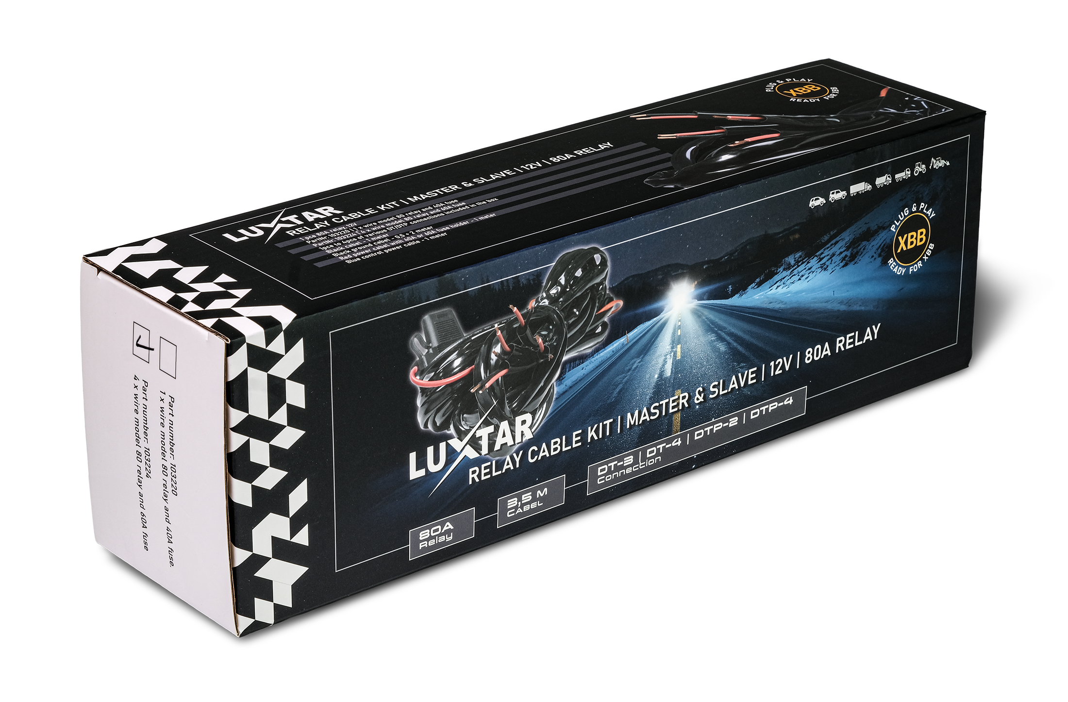 Luxtar Reläkabelsats Master & Slave X 4 | 12V | 80A Relä
